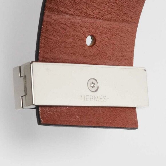 Hermes Black Leather Palladium Plated Swift Leather Palladium Plated Reversib... - Picture 7 of 7